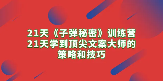 21天《子弹秘密》训练营，21天学到顶尖文案大师的策略和技巧