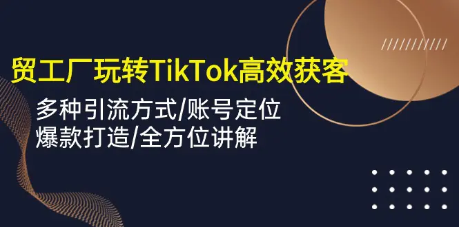 外贸工厂玩转TikTok高效获客，多种引流方式/账号定位/爆款打造/全方位讲解