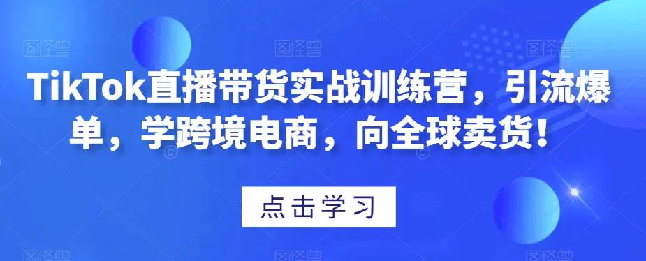 TikTok直播带货实战训练营，引流爆单，学跨境电商，向全球卖货